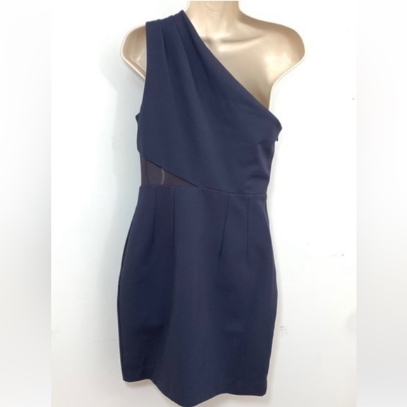 Halston Heritage Grey One Shoulder Mini Dress - Picture 5 of 5
